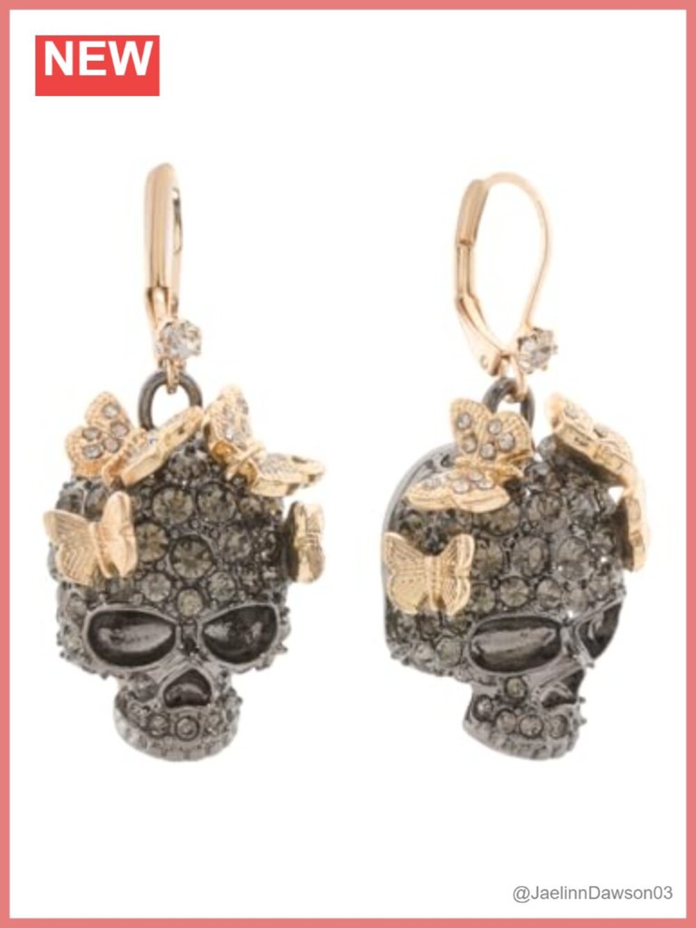 Betsey Johnson Halloween Statement Dangle Earrings Pave Glass Lever Back